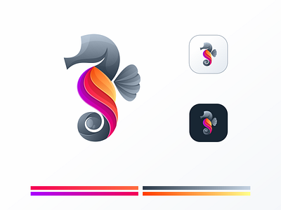 colorful sea horse logo app icon brand branding character colorful cute design icon identity logo ui