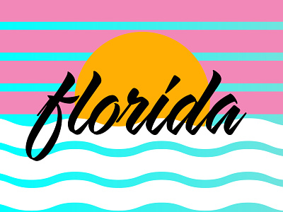 Florida (3 of 3) beach design florida fun lockup logo miami miami vice sun sunset sunshine tropical type typography vector water