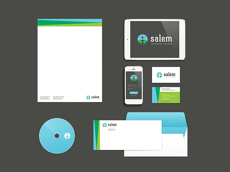 Salem Collateral stationary collateral logo leaf cross church