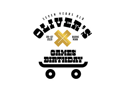 Oliver's X-Games Birthday Party! badge birthday custom design illustration lockup logo minneapolis skateboard vector x-games