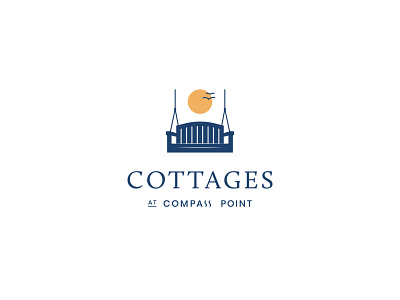 Cottages at Compass Point brand brand design brand identity branding branding design cottage design logo logodesign logotype mark pergola porch swing sun sunset swing typography vector