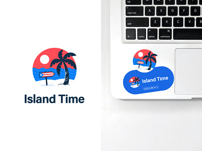 Island Time applogo beach brand brand design brand identity branding design island logo logodesign logotype mark palmtree puerto rico puertorico sea sunset typography vacation vector