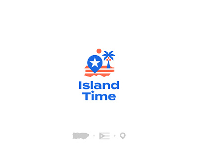 Island Time brand brand design brand identity branding design flag island location location app logo logo design logodesign logotype mark palm puertorico sea typography vacation vector