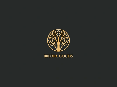 Budha goods brand brand design brand identity branding buddha design gold foil logo logodesign logotype mark natural natural goods organic organic logo tree typography vector