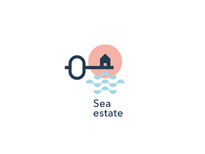 Sea Estate design home key logo sea sea estate vector wave
