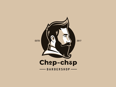 Chop Chop barbershop beard design logo man vector