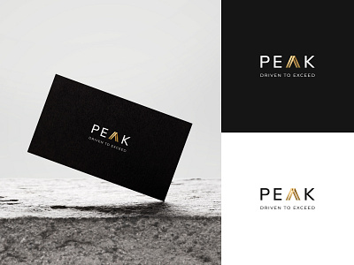 Peak arrow brand brand design brand identity branding business card design gold golden identity logo logotype mark peak typography up vector