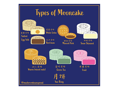 Types of Mooncake design graphic design illustration vector