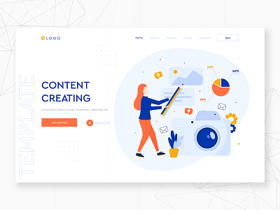 Content Creating concept website template creative design illustration interface ui web web design website