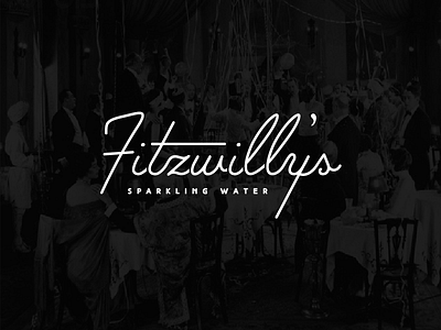 Fitzwilly's Sparkling Water austin branding logo logotype script type