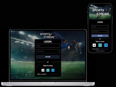 Login Page for sport streaming site (dark mode) app branding design minimal minimalist ui ux web webapp website