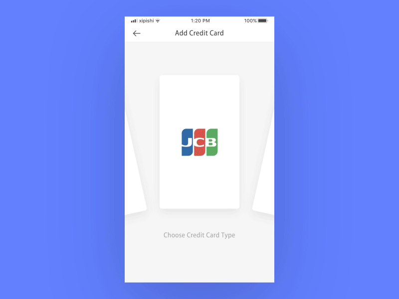 Add credit card Animation app card credit ui