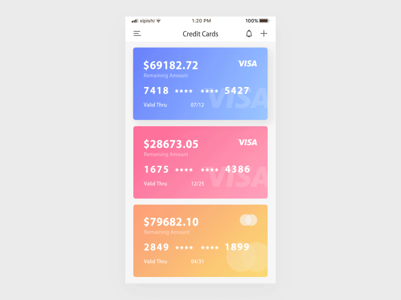 Details Animation app card credit ui