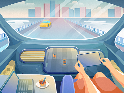 Driverless technology drive illustration intelligent science fiction
