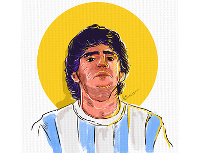 Diego Maradona art character digital dribbbleshot footbal maradona