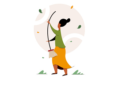 Lady with mop character digital dribbbleshot illustration lady minimal mop ui vector website