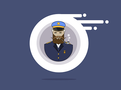 Captain beard captain design dribbbleshot illustration round