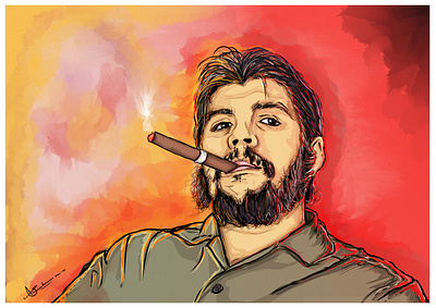 Ernesto "Che" Guevara art che color cuba digital digital painting drawing dribbble great history light scribble