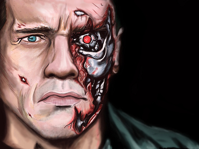 Arnold Schwarzenegger arnold art black digital drawing drawing dribbble best shot dribble eye face machine terminator