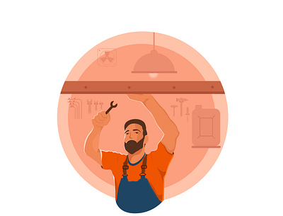 The Mechanic character dribbbleshot illustration man mechanic minimal shot uiuxdesign vector working workshop