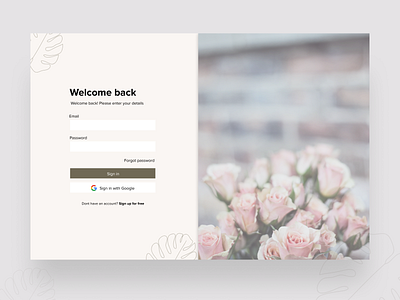 Flower Website Login Page android art branding clean creative design draw drawing dribble figma login minimal ui user interface ux uxui visualdesign web webdesign website