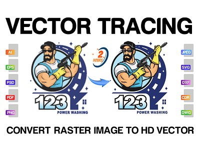 Covert your raster image, logo, icon to HD vector 2d logo adobe illustrator branding design graphic design icon illustration image restoration logo logo design logo type raster image vector vector tracing