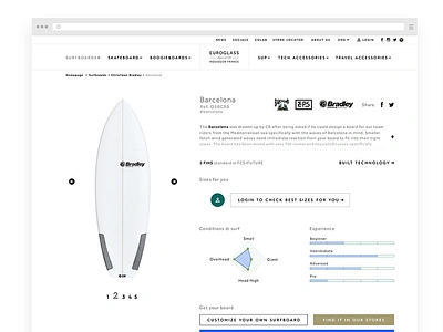 Surfboard detail page - euroglass90.com bradley fifth beat interface leonardo fioravanti skateboard stephen belly surf surfboard ui ux website