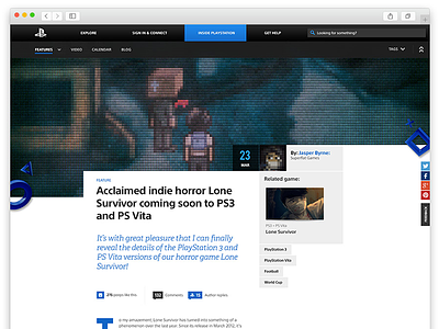 Inside Playstation - redesign sonyplaystation.com article blog design interface playstation responsive sony ui ux