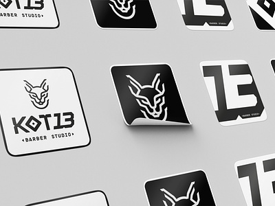 KOT13 Stickers barber branding design graphic design identity kot logo studio typography