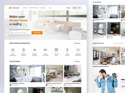 Hi Home! / Find Building Professionals / Landing page branding building findprofessionals hi home home decoration home design home ideas home models home remodeling houzz landing page logo logo design nxstudio ui ui design ux
