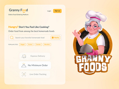 Granny Food / Home food ordering app branding food food app food delivery food delivery app food ui healthy food home food illustration online food order ui design ux design