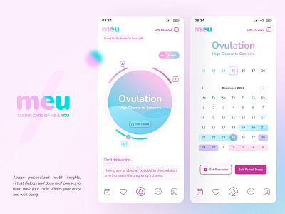 meu / Pregnancy and menstruation app health hygiene medical medical app menstruation period pregnancy ui design ux design woman women