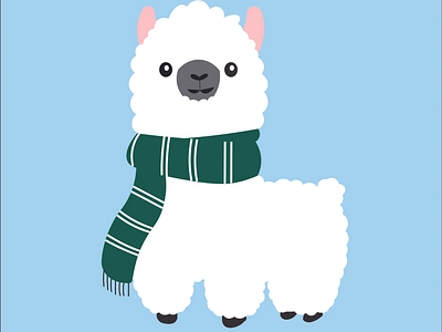 Cutie llama wears a Slytherin scarf animation app art beauty branding color cute design drawing elegant funny graphic design illustration llama logo scarf