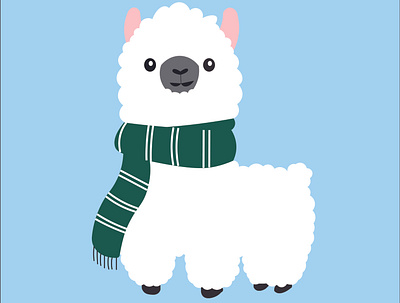 Cutie llama wears a Slytherin scarf animation app art beauty branding color cute design drawing elegant funny graphic design illustration llama logo scarf