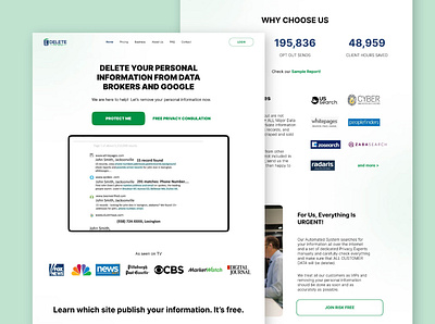 Delete My Info Cybersecurity Landing design ui ux website