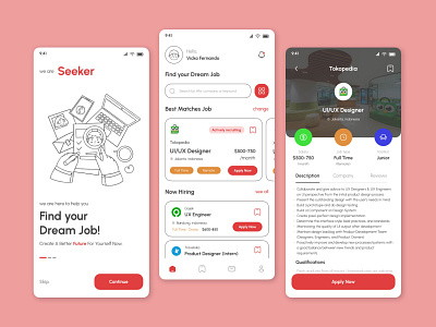 Seeker Job Finder Mobile App Design app app design design figma mobile app mobile app design ui ux