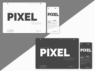 PIXEL Studio - Hero Section (Light & Dark) design figma landing page ui ux web design website