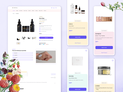 Beauty E-commerce Product Page beauty e-commerce product card ui wireframe