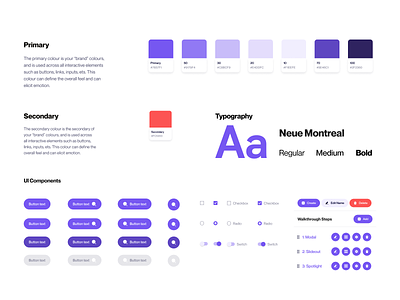 Design Style Guide & UI Components branding color digital adoption font ui