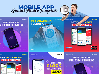 Mobile App Social Media Post Template Design