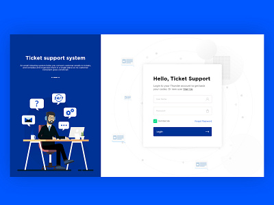 Ticket Support Login Screen UI adobexd