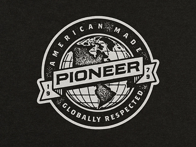 Pionner // Badge apparel branding design distress logo screen print texture typography vector
