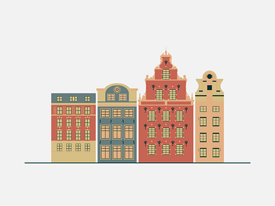 Gamla Stan - Stockholm, Sweden Illustration architecture buildings colorful designs grey illustration sketch sweden