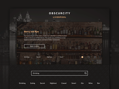 Obscurcity Landing Page UX - Searching local hidden gems adobexd black branding design designs photography ui userexperience ux