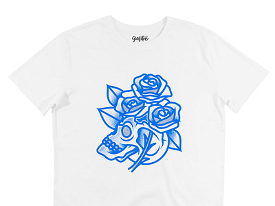 T-Shirt Flower Skull apparel merch roses skull tattoo tee traditional tshirt vector