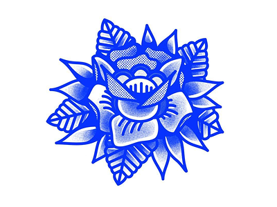 Wildrose blue flower rose tattoo texture tradicional vector vector art