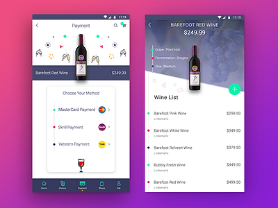 Wine Application app colorful debut interaction interface ui ux wine