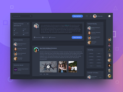 Social Platform apps dark dashboard graph kit landing manager photography profile table ui web