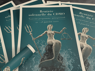 Centre de Droit Maritime et Océanique 3d mockup cdmo literature maritime law mermaid poster themis