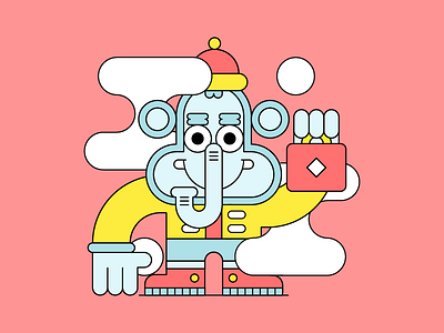 Elephant Traveller animation bag character design elephant icon illustration train